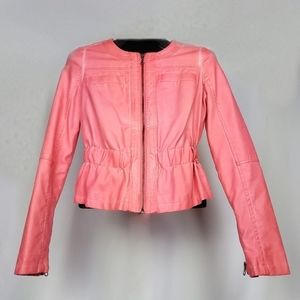 Guess Powder Pink Vegan Leather Moto Jacket Sz XS